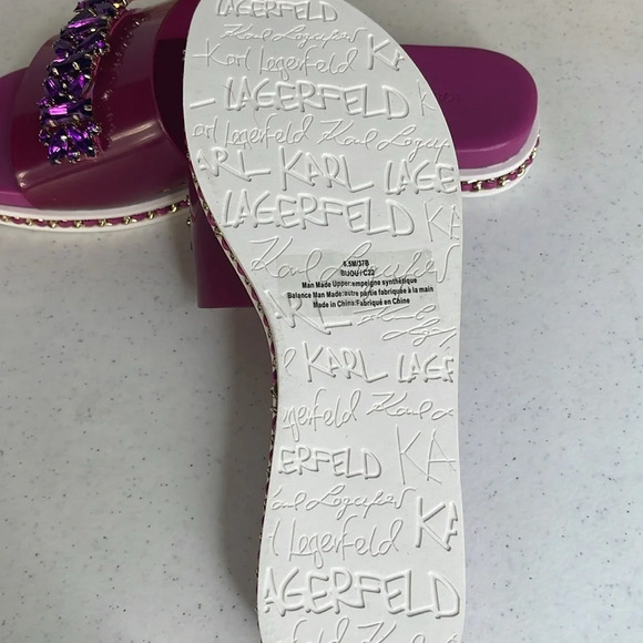 KARL LAGERFELD PARIS Pink Embellished Comfort Bijou Round Toe Platform 6.5 M - Picture 7 of 10